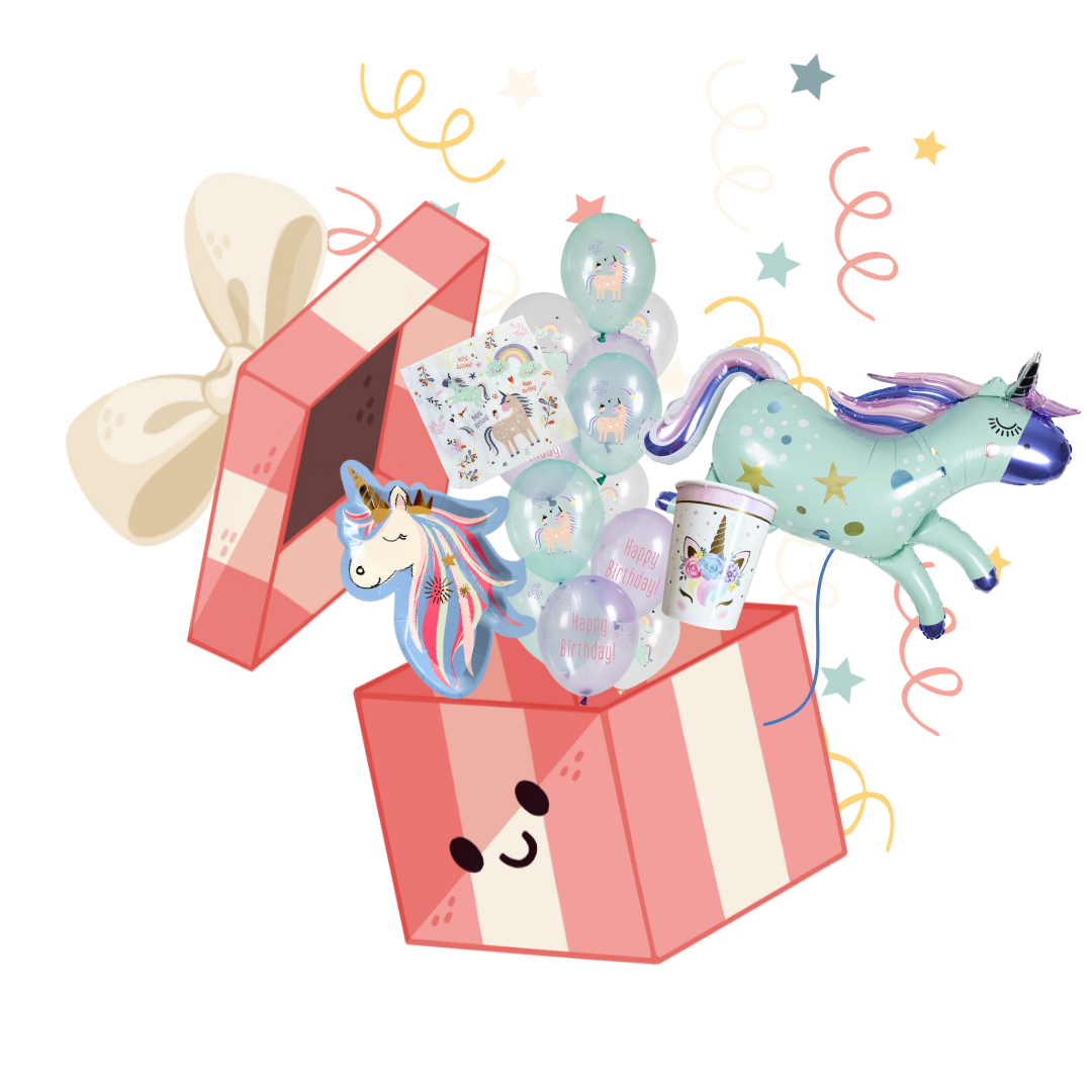 Box décoration anniversaire thème licorne
