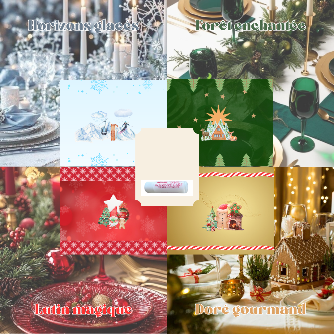 Carte et stick à lèvres personnalisés de Noël - 5 thèmes à choix.