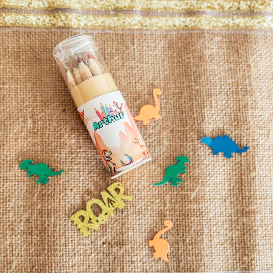 Crayons personnalisés pour anniversaire dinosaure