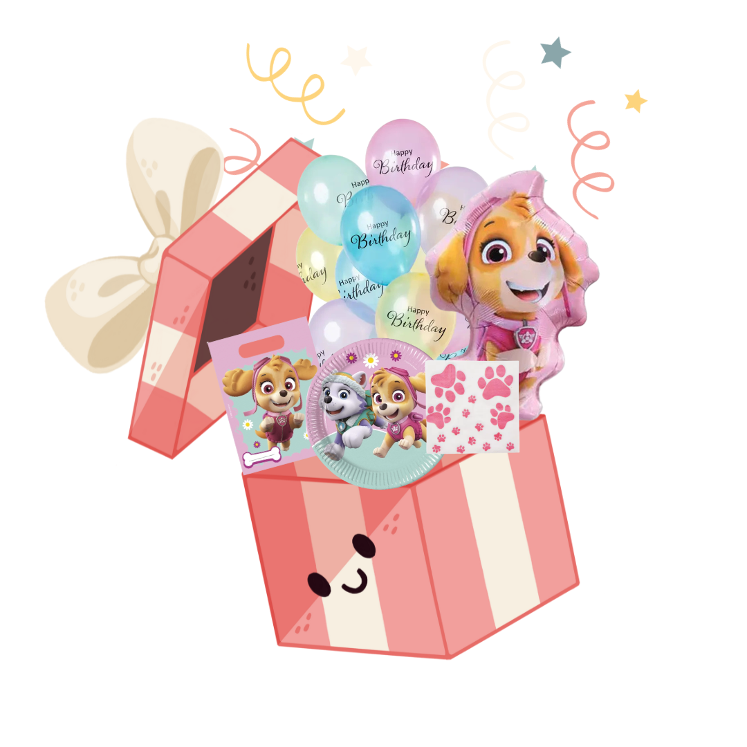 Pack décoration de table pour anniversaire sur le thème pat'patrouille Stella et Everest