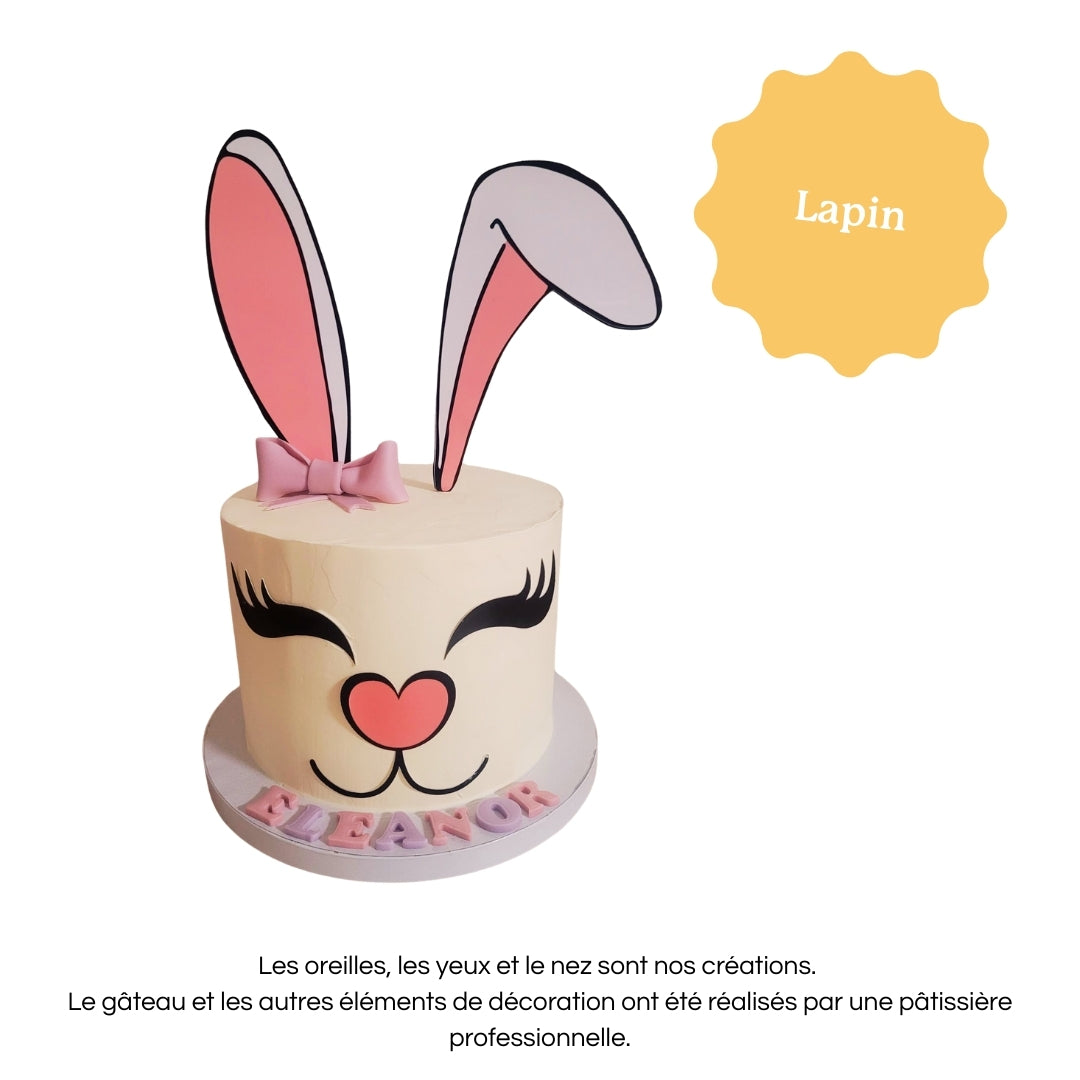 Cake topper personnalisé avec prénom et âge, décoration pour gâteau d’anniversaire lapin.