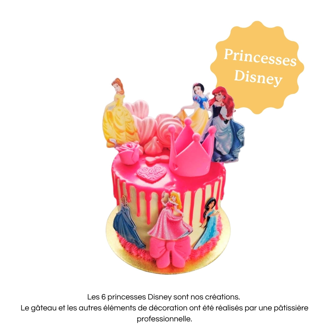 Cake topper personnalisé avec prénom et âge, décoration pour gâteau d’anniversaire princesse Disney.