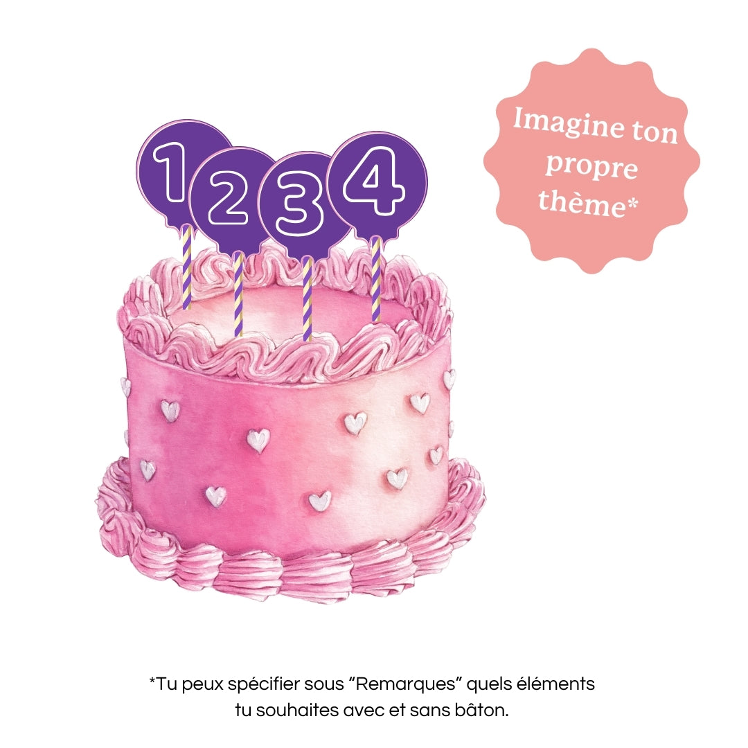 CAKE TOPPER 2D - 2-4 éléments