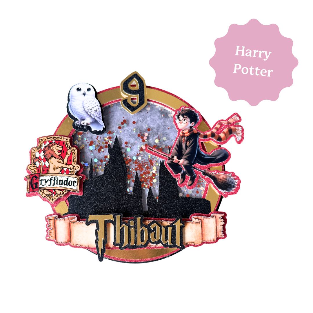 CAKE TOPPER 3D avec confettis/paillettes - 1 élément