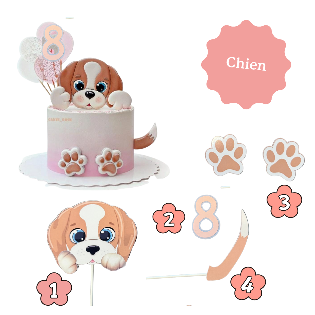 CAKE TOPPER 2D - 4 éléments