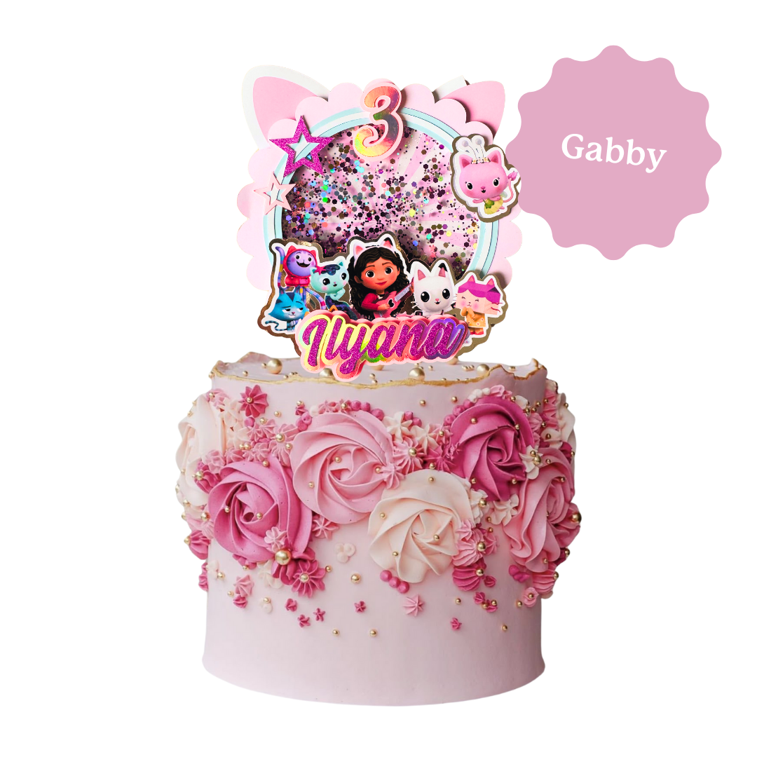 CAKE TOPPER 3D avec confettis/paillettes - 1 élément