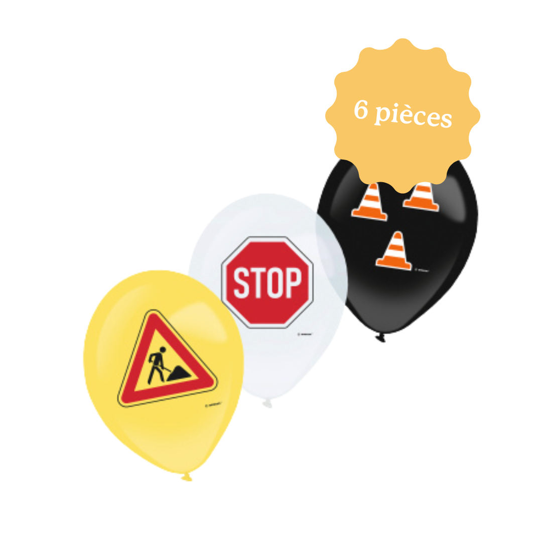 décoration de table pour anniversaire sur le thème chantier, construction, travaux, camion