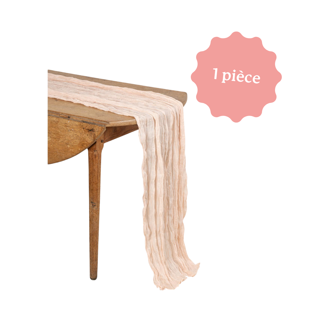 chemin de table rose blush en cheesecloth parfait pour une décoration de table