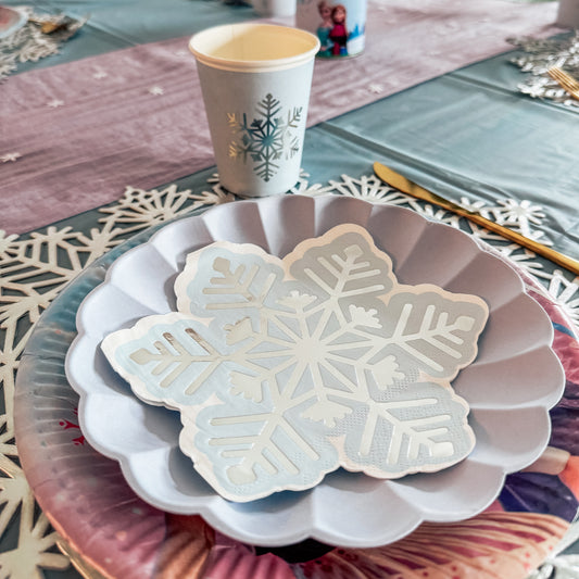 Décoration de table pour anniversaire, serviettes flocon de neige