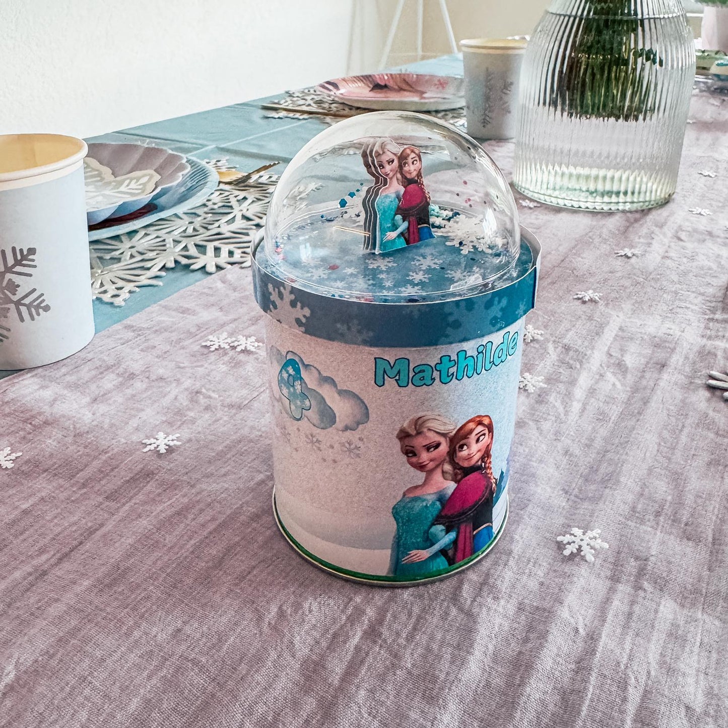 Box Reine des Neiges, pack complet pour décoration d'anniversaire, pringles personnalisé