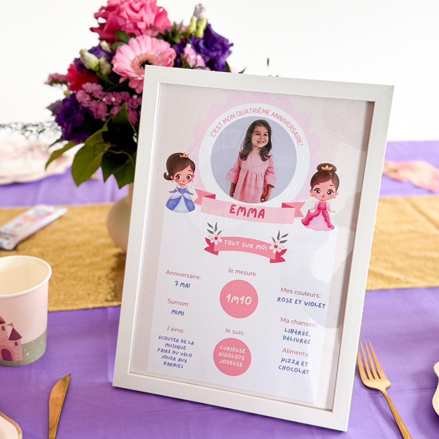 Décoration de table princesse pour anniversaire d'enfants