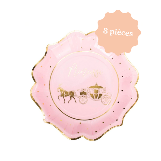 Assiette en carton princesse rose décoration anniversaire 