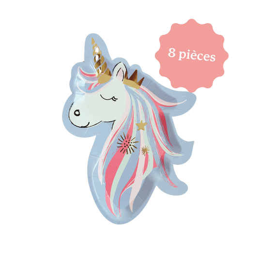 Assiettes en papier en forme de licorne pour décoration d'anniversaire