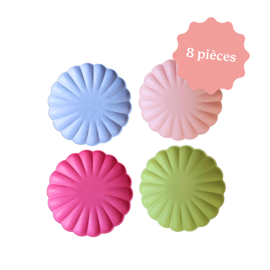 Assiettes en bambou multicolore pour décoration d'anniversaire licorne