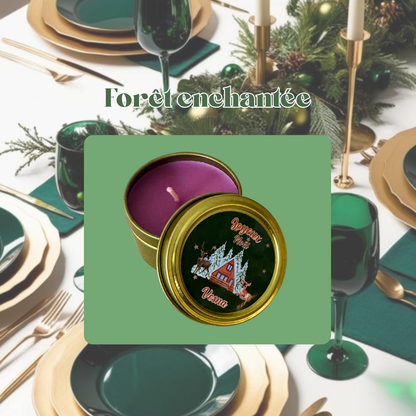 Bougie personnalisée de Noël thème Forêt Enchantée – ambiance naturelle et féerique