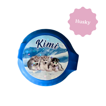 Rouleau de chewin-gum personnalisé sur le thème des chiens Husky. Idéal comme petit cadeau souvenir pour un anniversaire d'enfant.