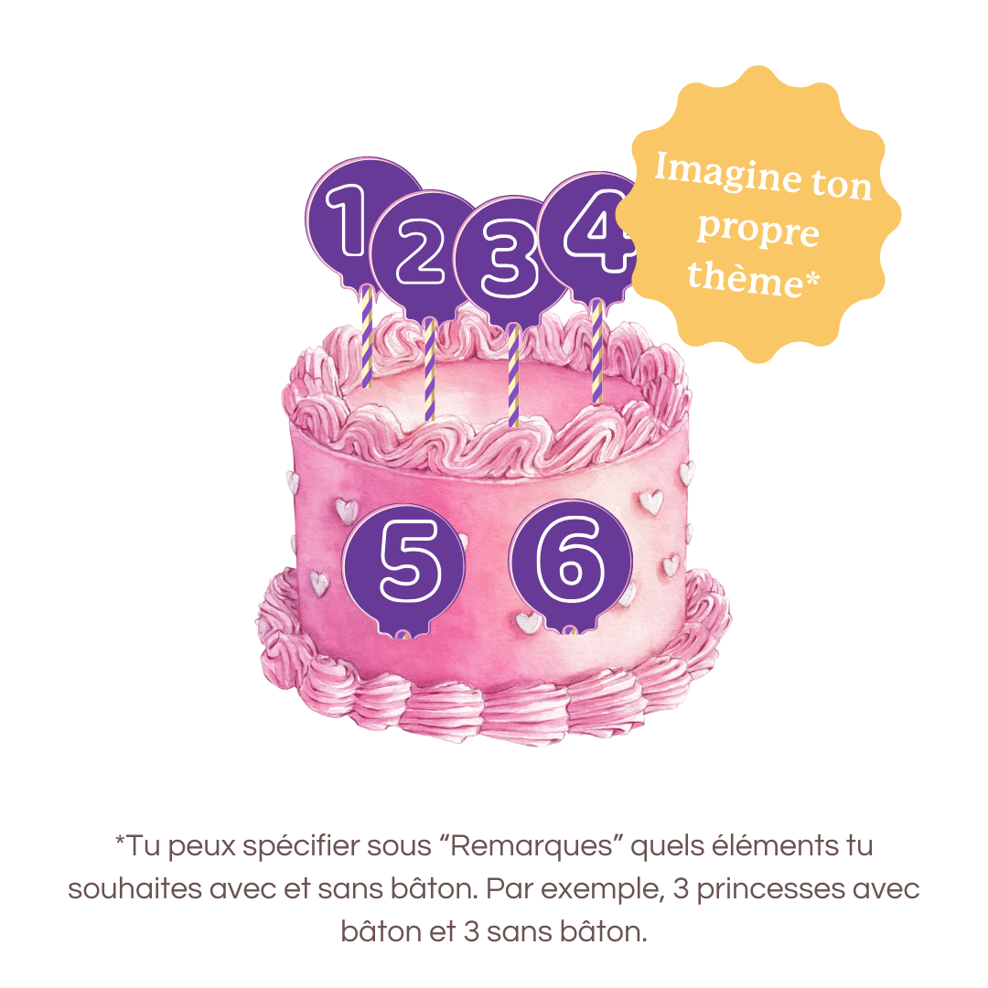CAKE TOPPER 2D - 6 éléments