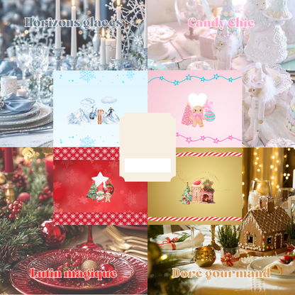 Carte porte-billet  personnalisée de Noël thème  – 5 thèmes à choix