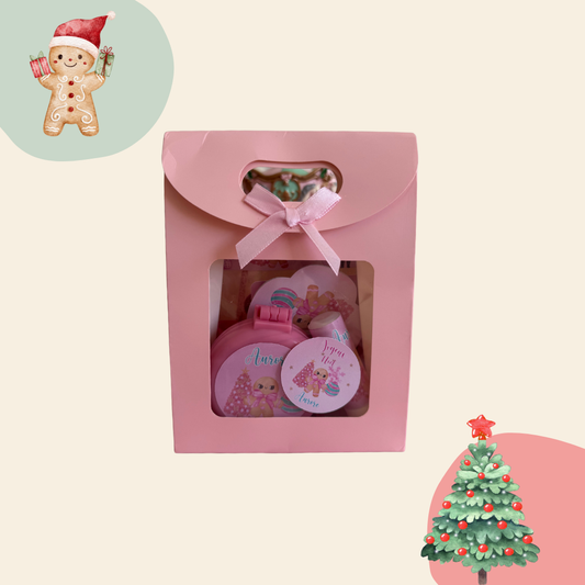 Coffret cadeau de Noël personnalisé, pour femme. Un moment de soin et de bien-être  Sur un thème tout en douceur et gourmandise, Candy Chic.