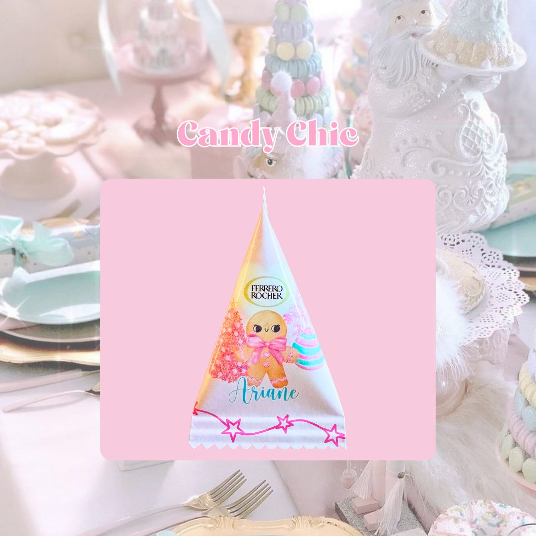Ferrero Rocher personnalisé de Noël thème Candy Chic – ambiance douce et sucrée