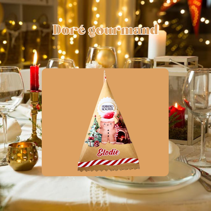 Ferrero Rocher personnalisé de Noël thème doré gourmand – ambiance raffiné et étincelant