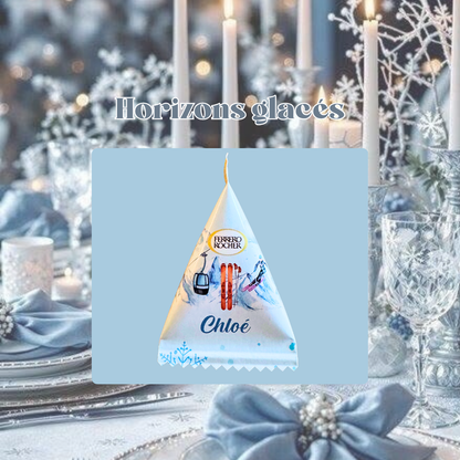 Ferrero Rocher personnalisé de Noël thème Horizon Glacé – décoration givrée et élégante