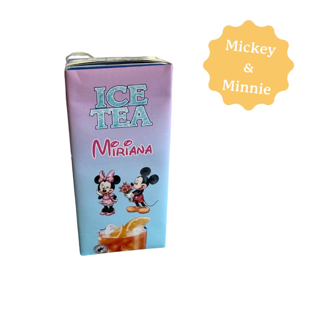 Brique de thé froid Migros personnalisé sur le thème de Mickey et Minnie. Sur le thème de ton choix, avec le prénom et l'âge. Idéal pour décorer une table ou comme cadeau souvenir pour un anniversaire. 