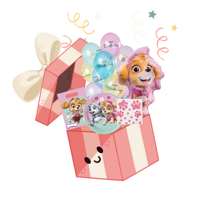 Pack décoration de table pour anniversaire sur le thème pat'patrouille Stella et Everest