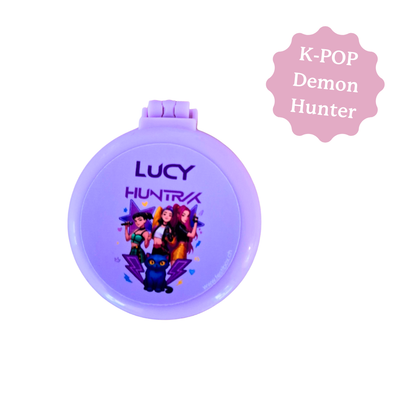 Brosse à cheveux pliable avec miroir intégré, personnalisée avec prénom, sur le thème de K-pop Demon Hunter