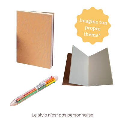 Carnet bloc note personnalisé avec stylo sur le thème de ton choix. Pour cadeau d'anniversaire d'enfant