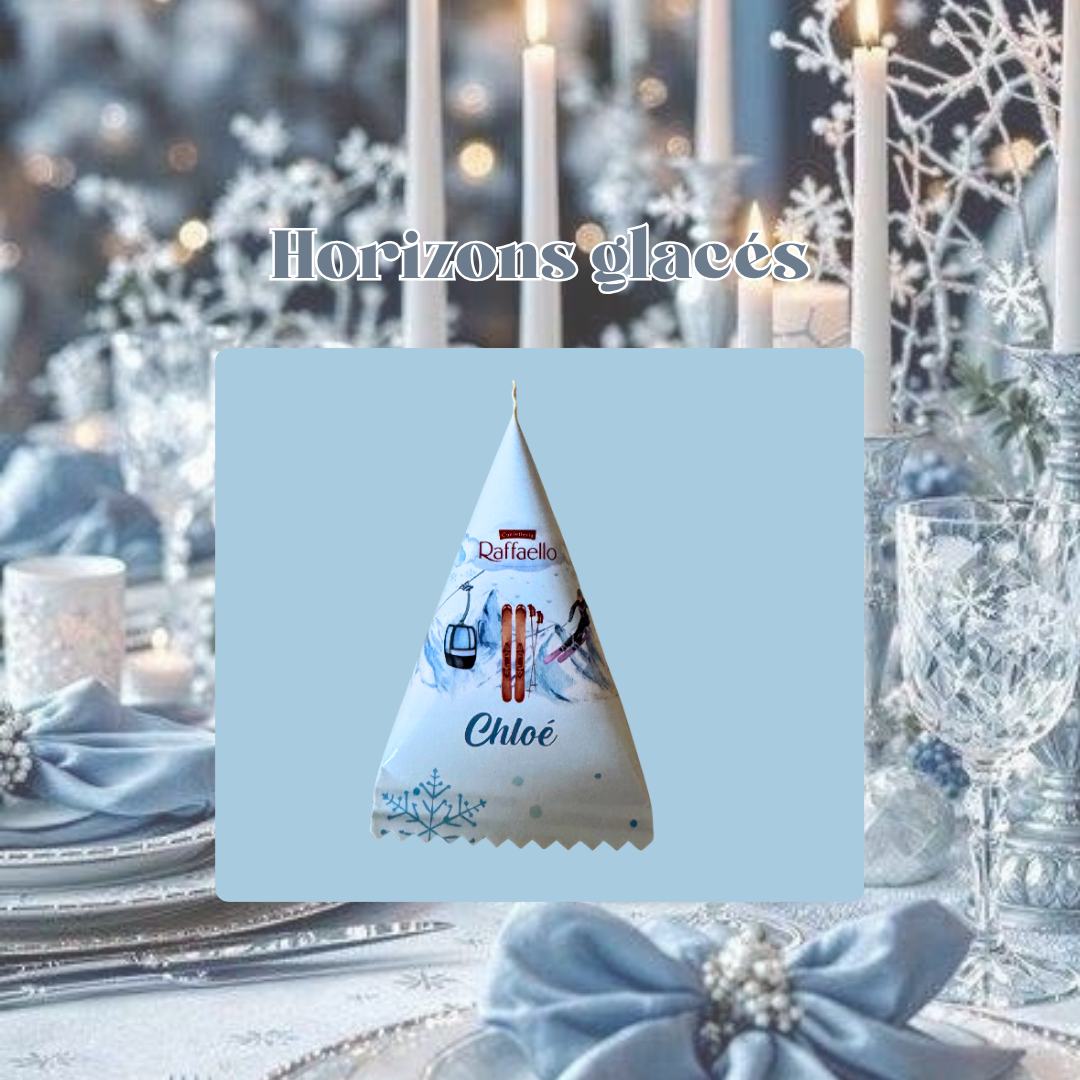 Raffaello personnalisé de Noël thème Horizon Glacé – décoration givrée et élégante