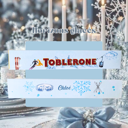 Toblerone personnalisé de Noël thème Horizon Glacé – décoration givrée et élégante