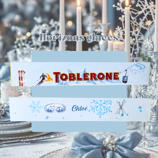 Toblerone personnalisé de Noël thème Horizon Glacé – décoration givrée et élégante