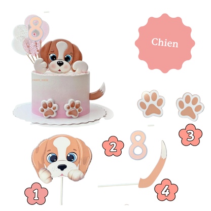 CAKE TOPPER 2D - 4 éléments