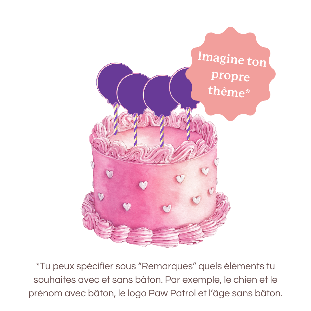 CAKE TOPPER 2D - 4 éléments