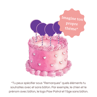 CAKE TOPPER 2D - 4 éléments