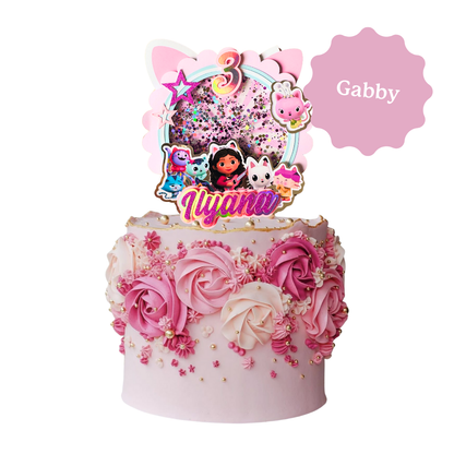 CAKE TOPPER 3D avec confettis/paillettes - 1 élément