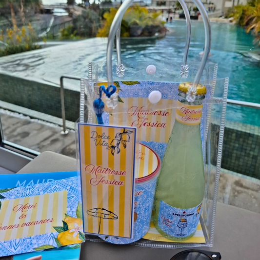 idée cadeau maitresse fin d'année coffret dolce vita personnalisé avec citron et été