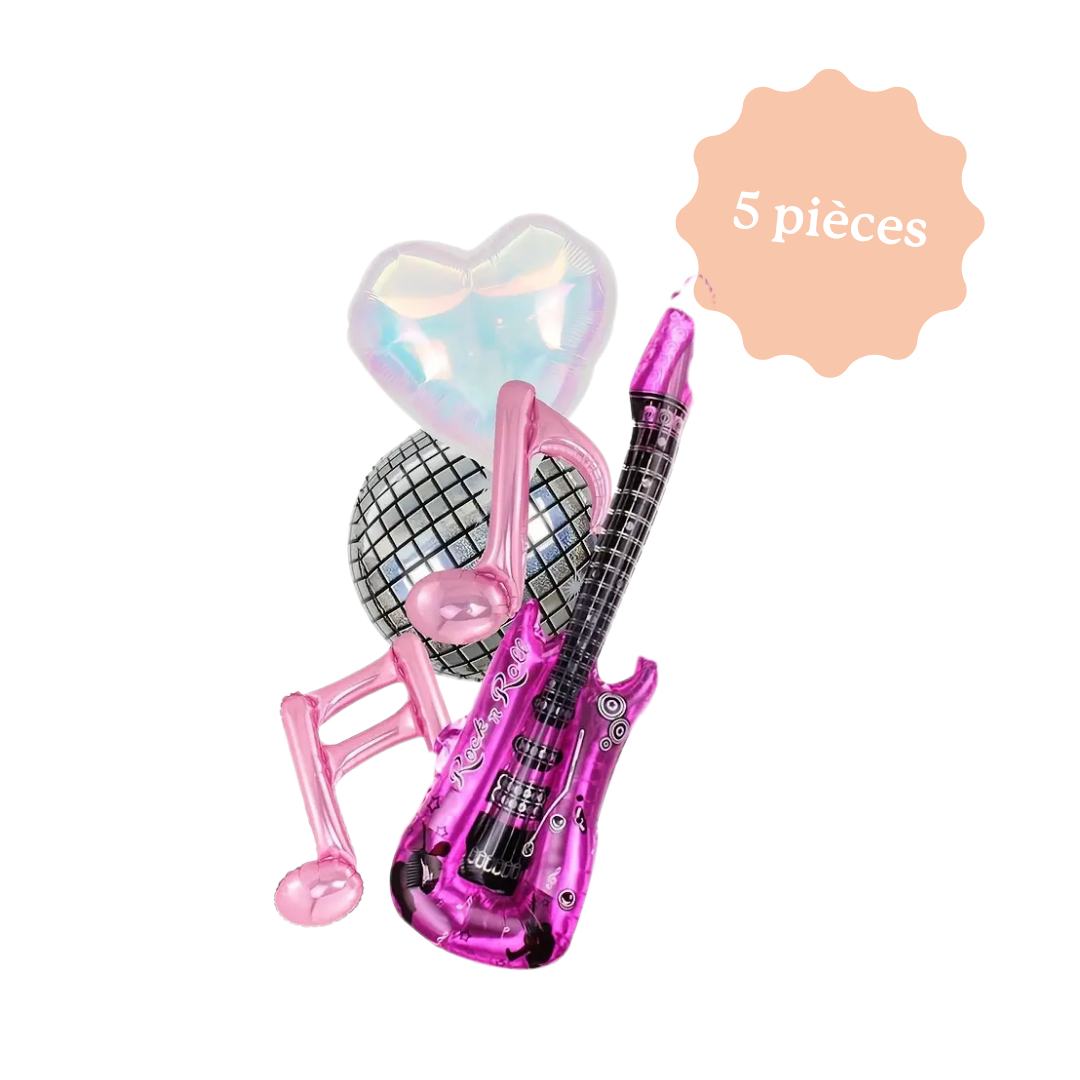 Ballons alu sur le thème de la musique parfaits pour une décoration d'anniversaire inspirée de l'univers de K-Pop Demon Hunter