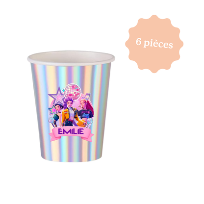 Gobelet K-Pop Demon Hunter, personnalisé avec le prénom pour une décoration d'anniversaire sur le thème K-Pop Demon Hunter