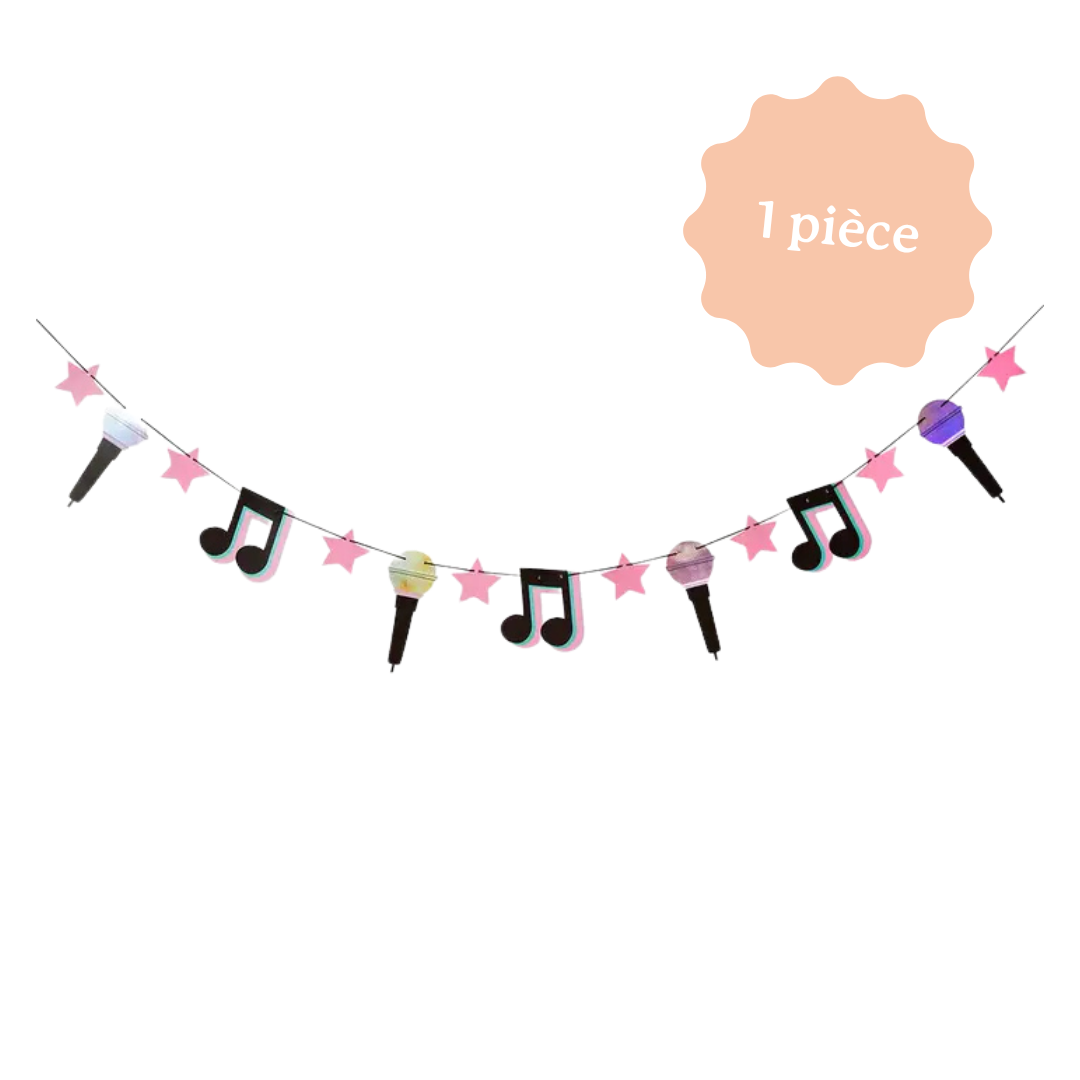 Guirlande sur le thème de la musique parfaite pour une décoration d'anniversaire inspirée de l'univers de K-Pop Demon Hunter