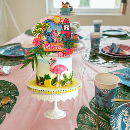 Décoration de table Stitch et Angel pour anniversaire, Cake topper personnalisé