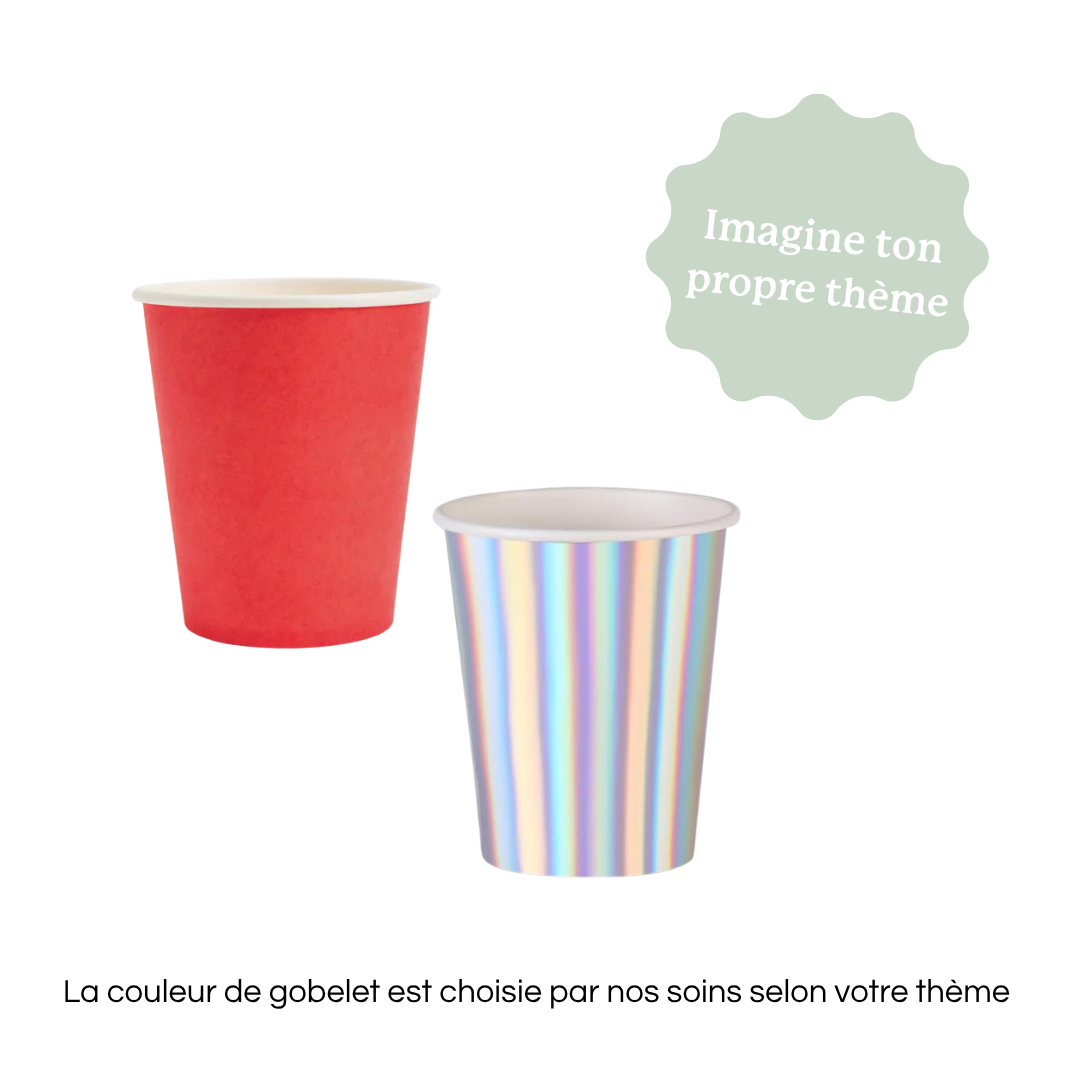 Des gobelets personnalisés. Le design est réalisé sur mesure selon tes souhaits. 
