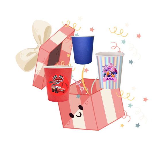 Des gobelets personnalisés pour un anniversaire, un mariage ou tout autre événement selon le thème de ton choix. Le design est créé sur mesure selon tes souhaits. Tout est réalisable.  