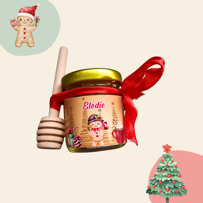 Petit pot de miel personnalisé sur le thème de ton choix avec le prénom. Cadeau doux et réconfortant