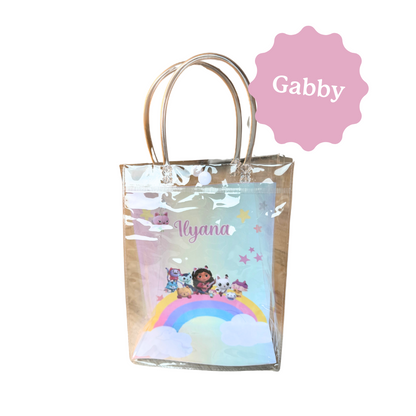 Sac cadeau personnalisé sur le thème de Gabby et la maison magique. Idéal pour les anniversaires d'enfant, pour offrir des petits cadeaux.