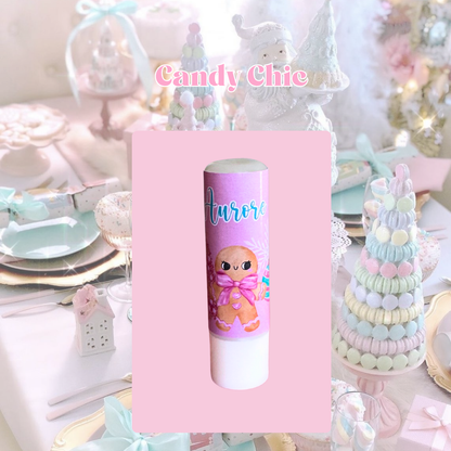 Stick à lèvres personnalisé de Noël thème Candy Chic – ambiance douce et sucrée