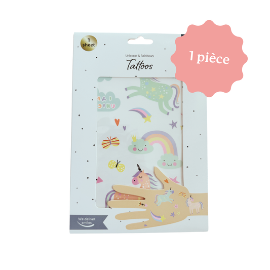 tattoos licorne et arc-en-ciel pour enfants pour anniversaire 